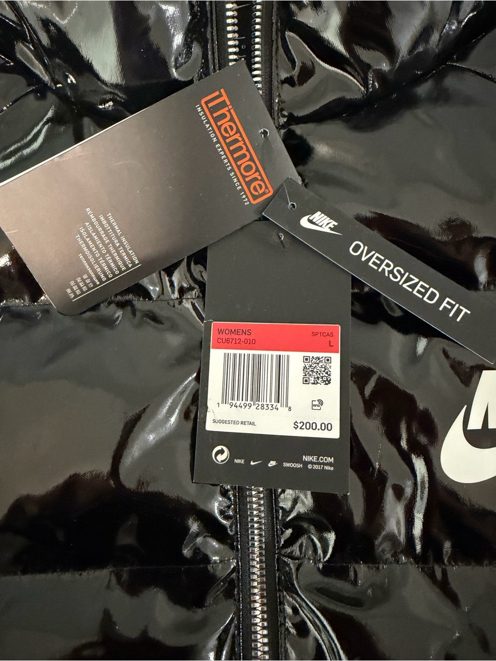 Nike Icon Glossy Black Quilted Puffer Jacket - Picture 5 of 8